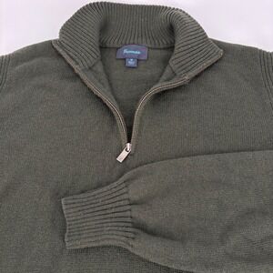 Faconnable Men's Quarter Zip Sweater Green Merino Wool Size M